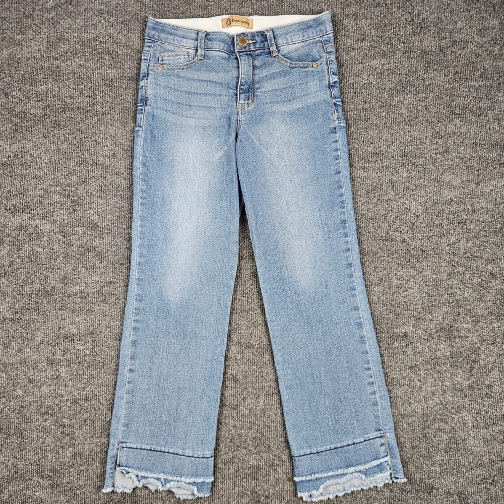Democracy Ab Technology Cropped Straight Leg Jeans Women's‎ 4 Raw Hem Mid Rise